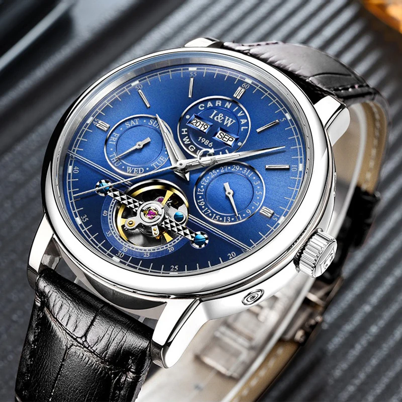

IW Watches Men Top Luxury Brand Automatic Mechanical Watch Waterproof Perpetual Calendar Tourbillon Male Clock Reloj Hombre