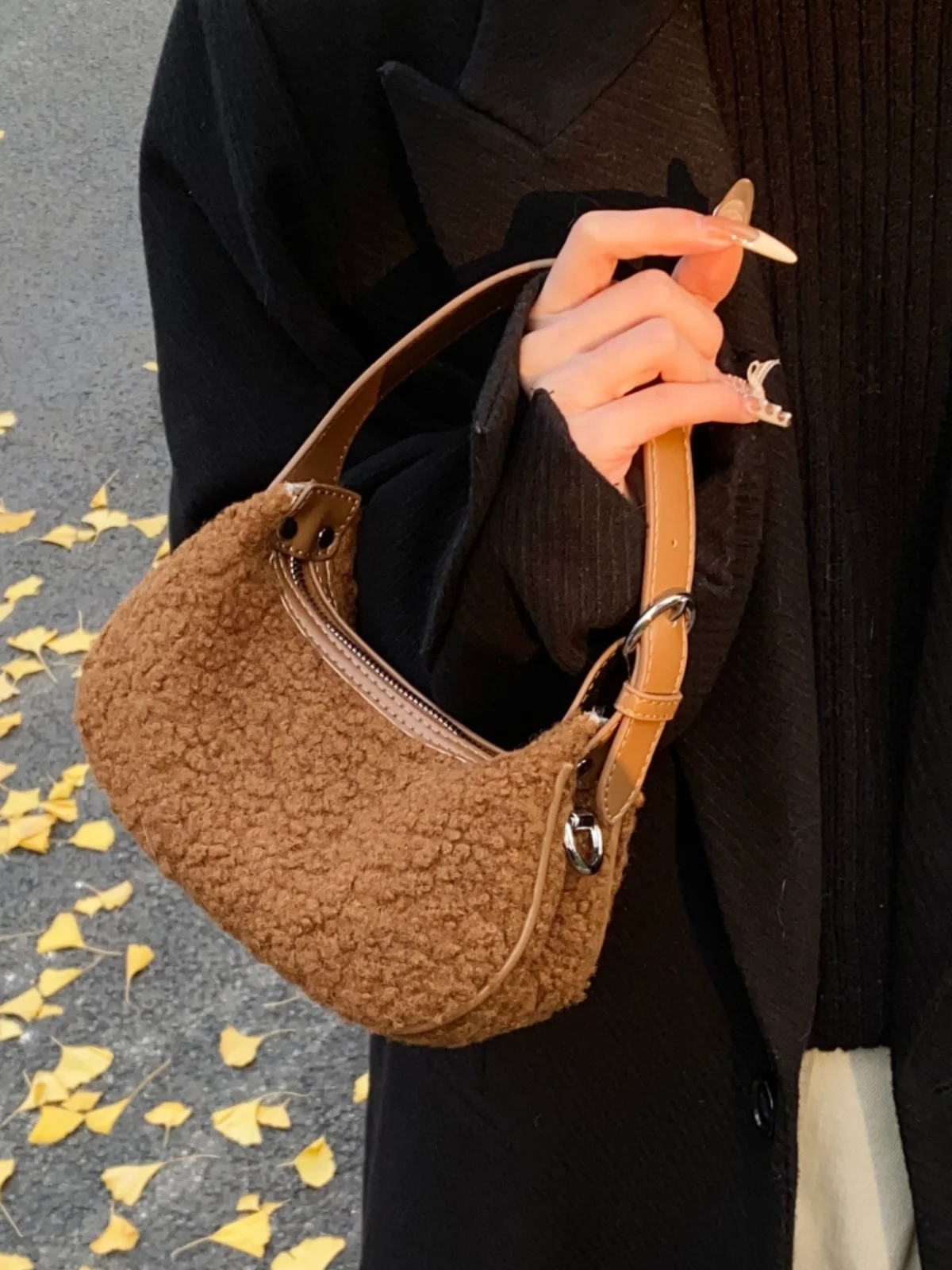 Корейская милая плюшевая сумка через плечо осень/зима новые женские однотонные