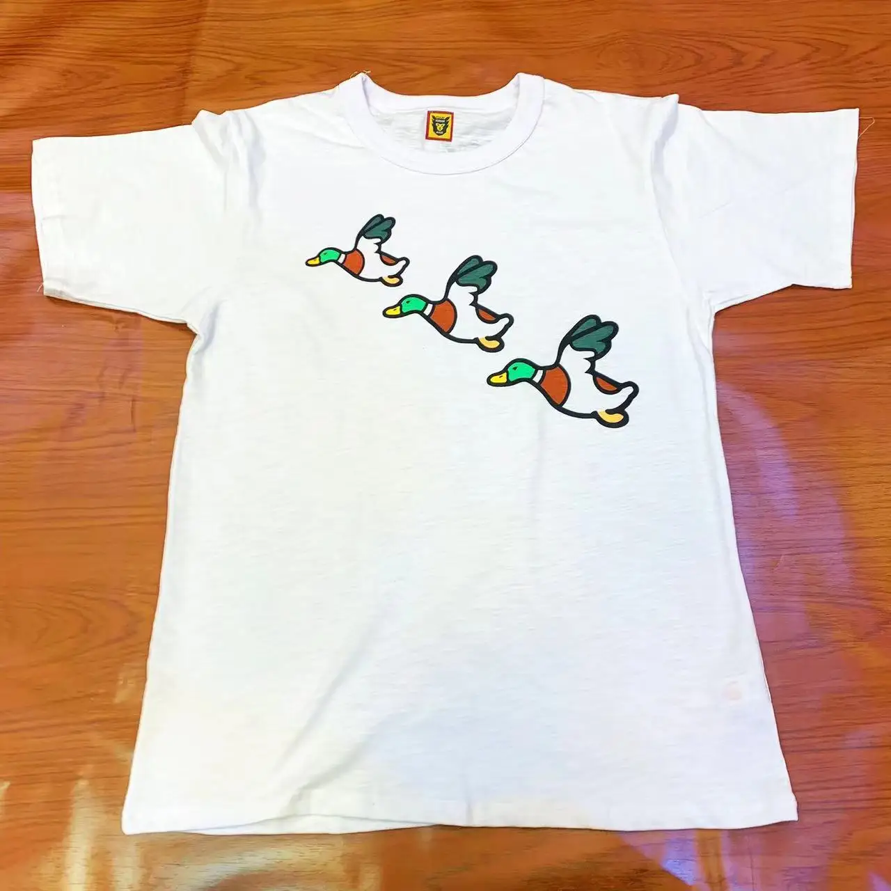 

Summer New Tees Short Sleeve Human Made HMMD Tops Three Duck Print Men Women White Knitted Slub Cotton T-shirt