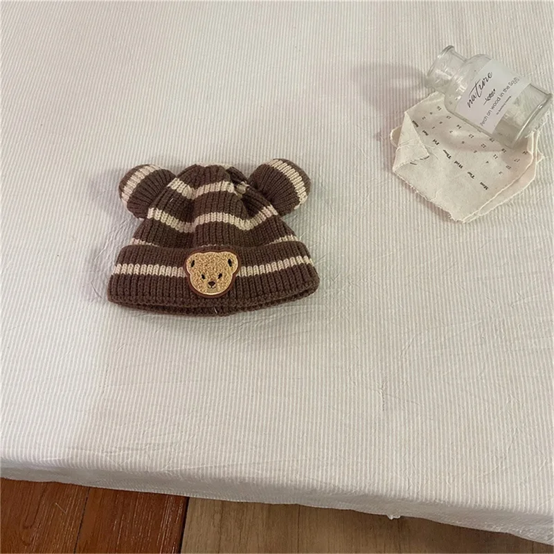 

BeQeuewll Baby Girls Boys Beanie Stripe Cute Ears Bear Embroidery Fall Winter Warm Cap Toddlers Beanie Knit Hat For 1-4 Years