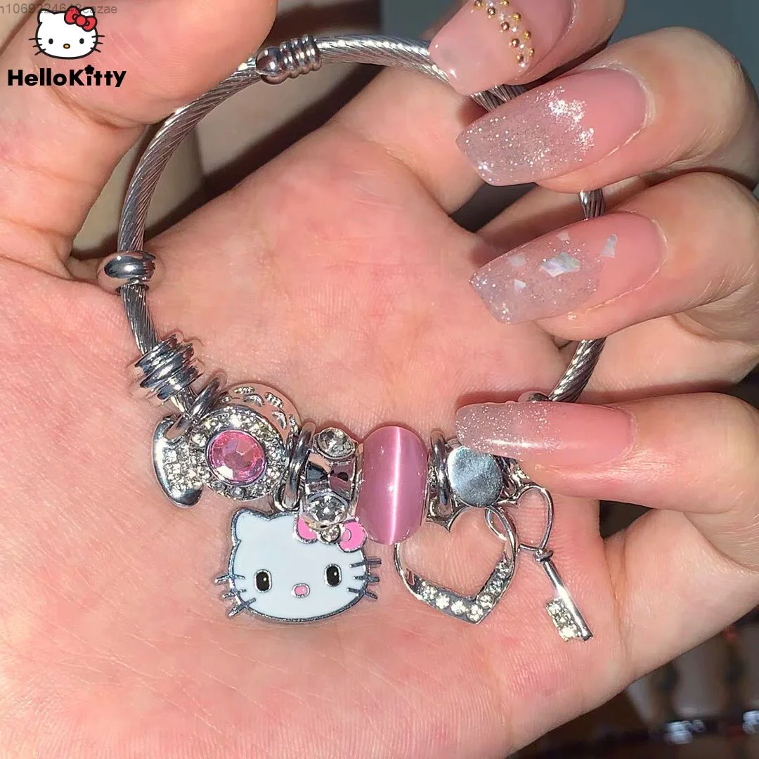 Sanrio Hello Kitty Y2K Spice Girls Bracelet Student Cartoon Chic Beaded Bracelet Cute Bracelet For Women Jewelry Collar Gift