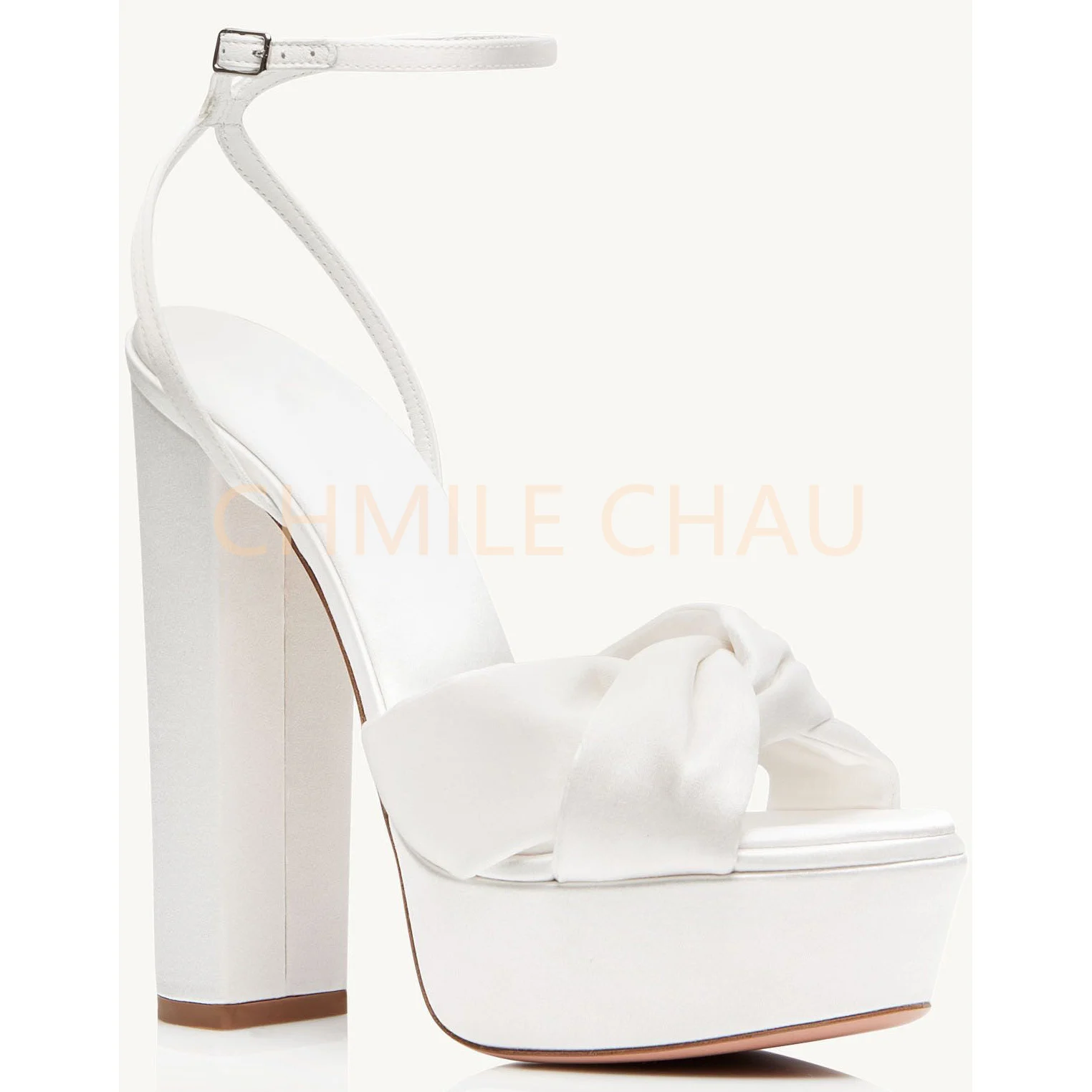 Купи CHMILE CHAU Women Chunky High Heel Ankle Strap Open Toe Bridals Sandals Thick Sole High Heel Sandals Women Round-Headed 6-CHC-30 за 3,910 рублей в магазине AliExpress