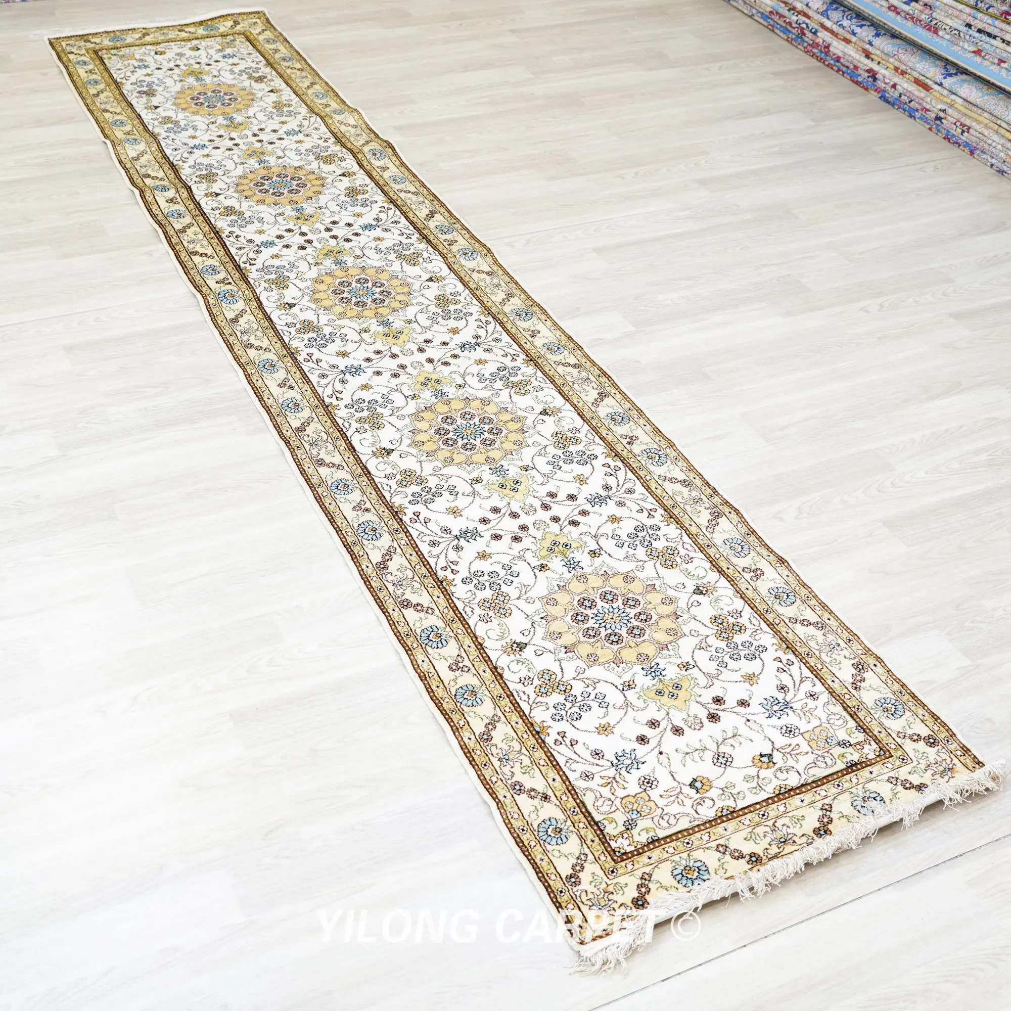 2 5 'x 12' шелковые Коврики ручной работы для прихожей белая фотография