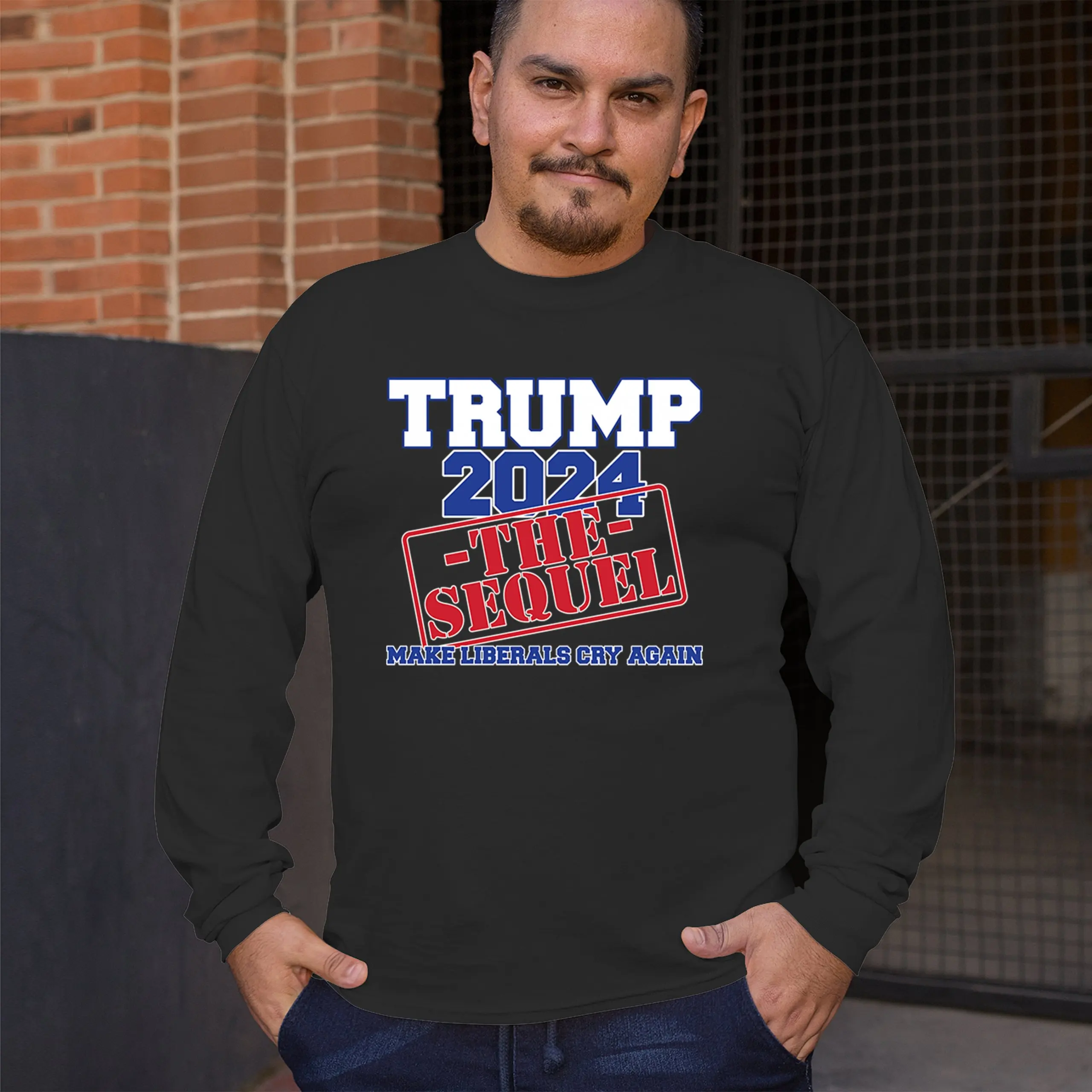 Футболка с длинным рукавом Trump 2024 Sequel Make Liberals Cry Again MAGA 47 FJB