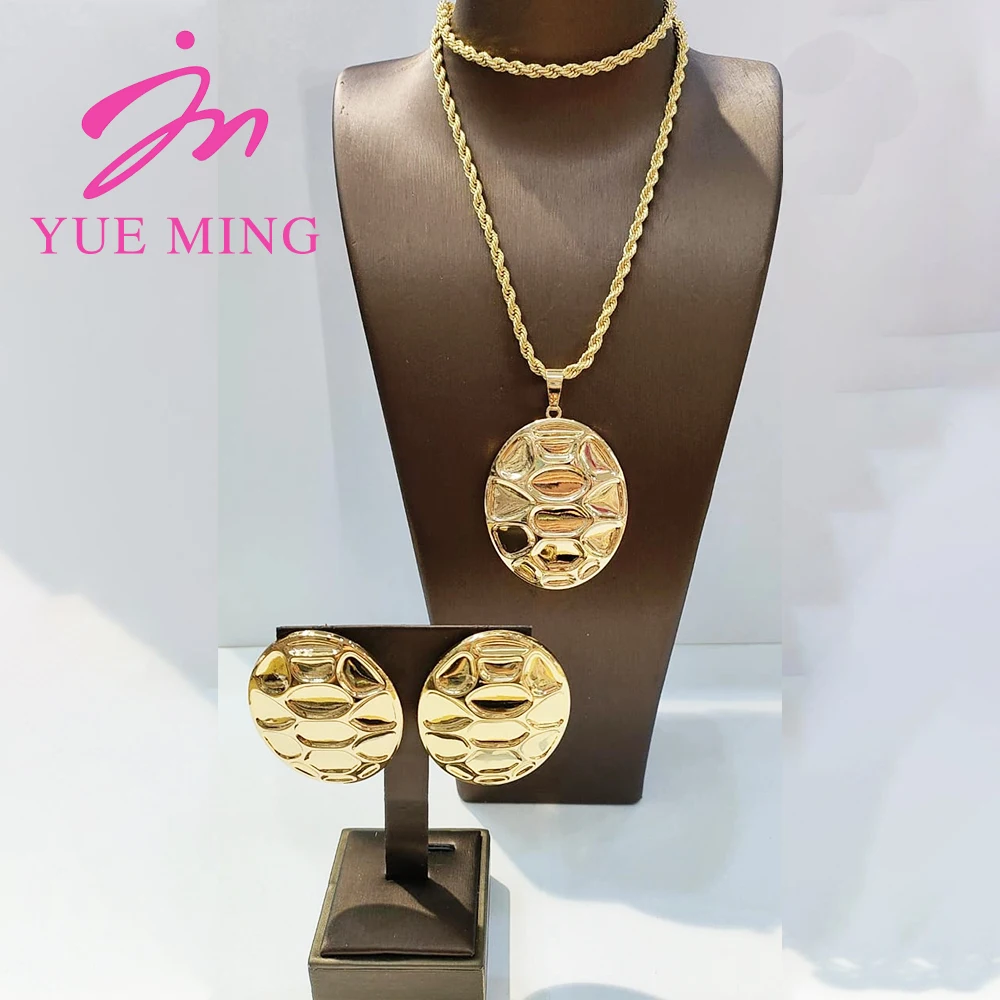 

YM Fashion Charm Jewelry Sets Dubai Gold Plated Pendant Necklace Earring Sets African Wedding Bridal Muslim Jewelry Accessories