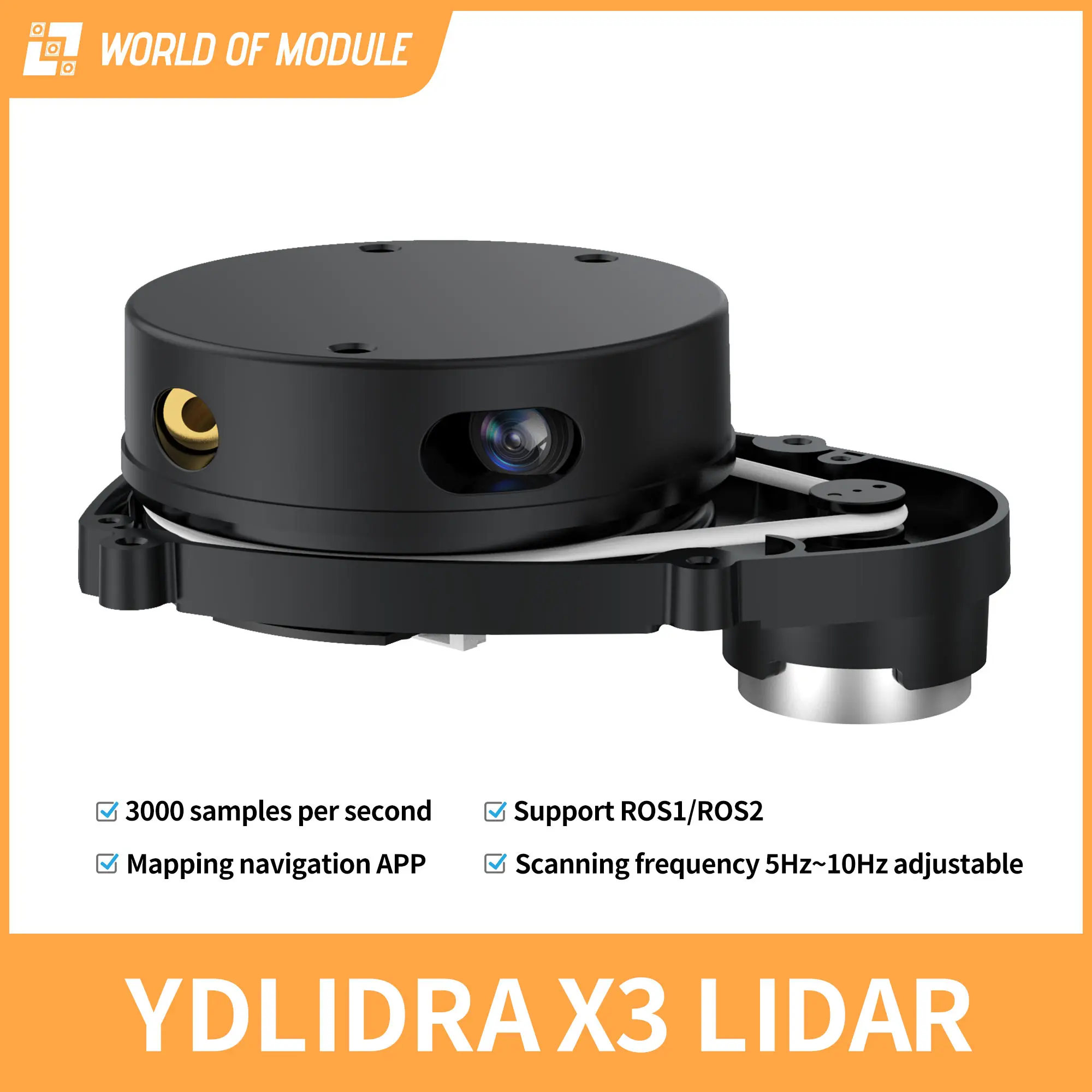 

YDLIDAR X3 Lidar TOF 360 Scanning Ranging Sensor DIY Electronic Kit For ROS Educational Robot Navigates and Avoids Obstacles