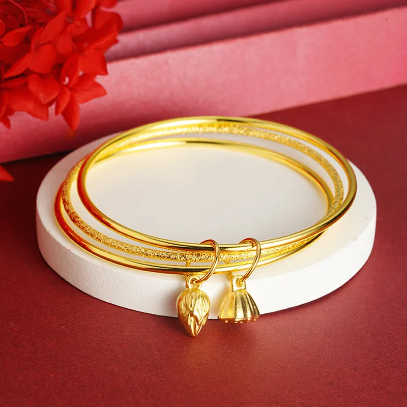 San Sheng Lian Pong AU999 Золотой женский браслет закрытый из 24-каратного золота с