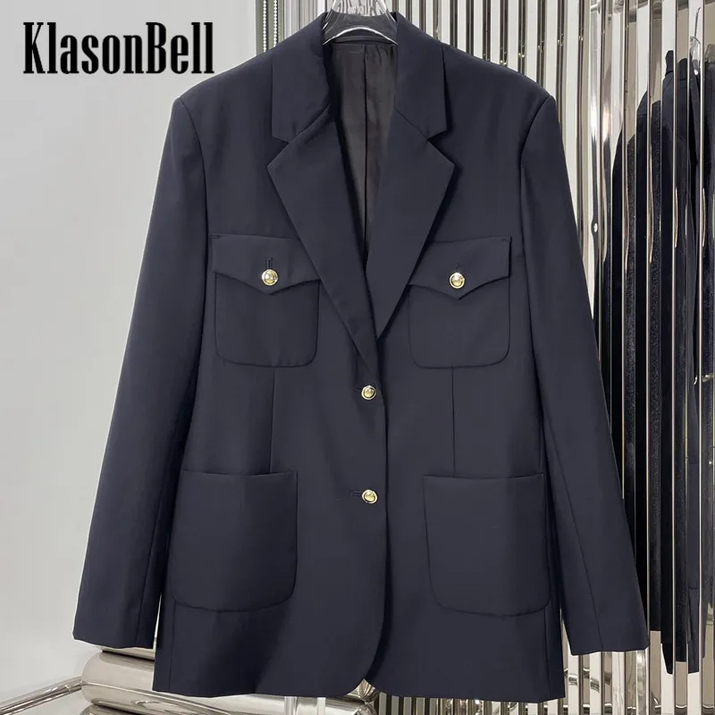 

Женский однобортный пиджак KlasonBell из смесовой шерсти с надписью и карманами или плиссированная мини-юбка с поясом, 8,10