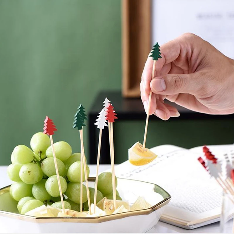 

50/100Pcs Creative Disposable Fruit Fork Multi-style Bamboo Stick For BBQ Dessert Sandwich Food Fork Table Decoration Supplies