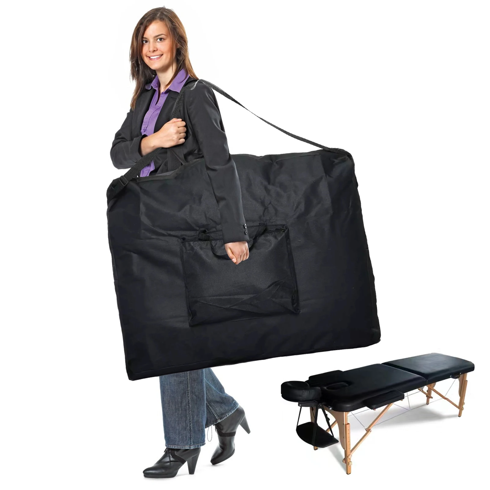 

Black Handbag For Massage Table Carrying Bag For Nail Desk Beauty Bed Bag 600D Oxford Cloth Folding Storage Carry Bag