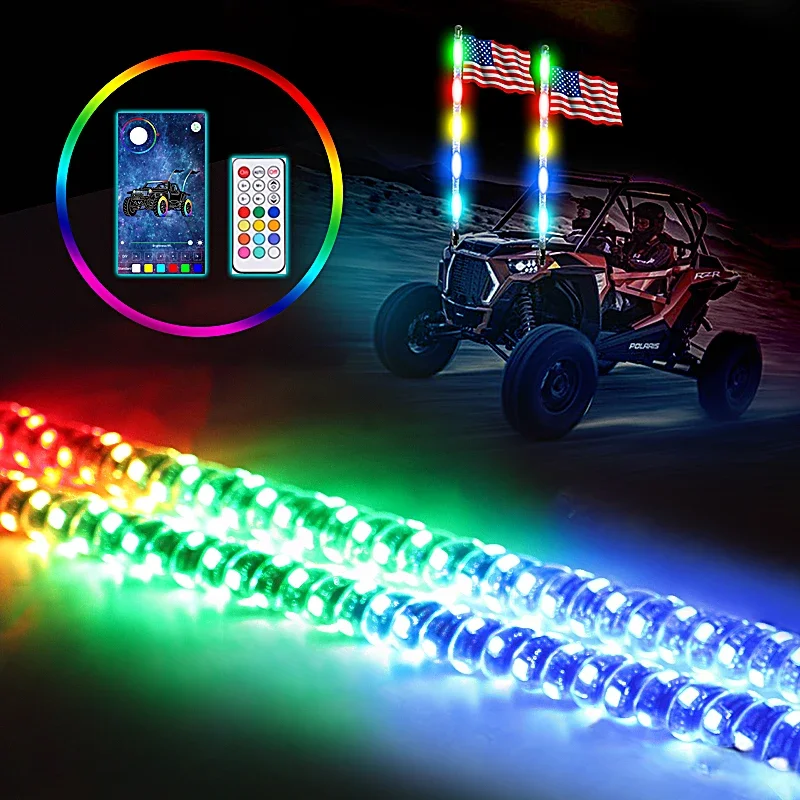 RGB-антенны багги-кнут брикет 360 градусов спираль под заказ 6 футов светодиодные
