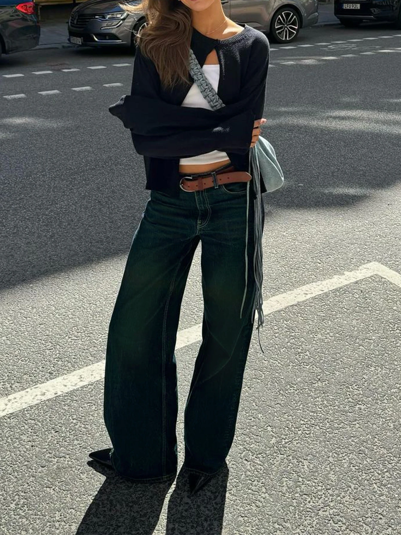 Женские прямые свободные брюки в стиле ретро