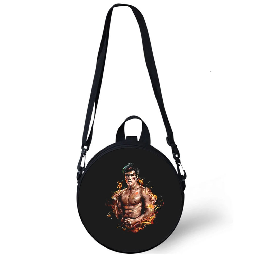 Bruce Lee Child kindergarten Bag 3D Print Crossbody Shoulder Bags For School Women Mini Round Bagpacks Rugtas Bag
