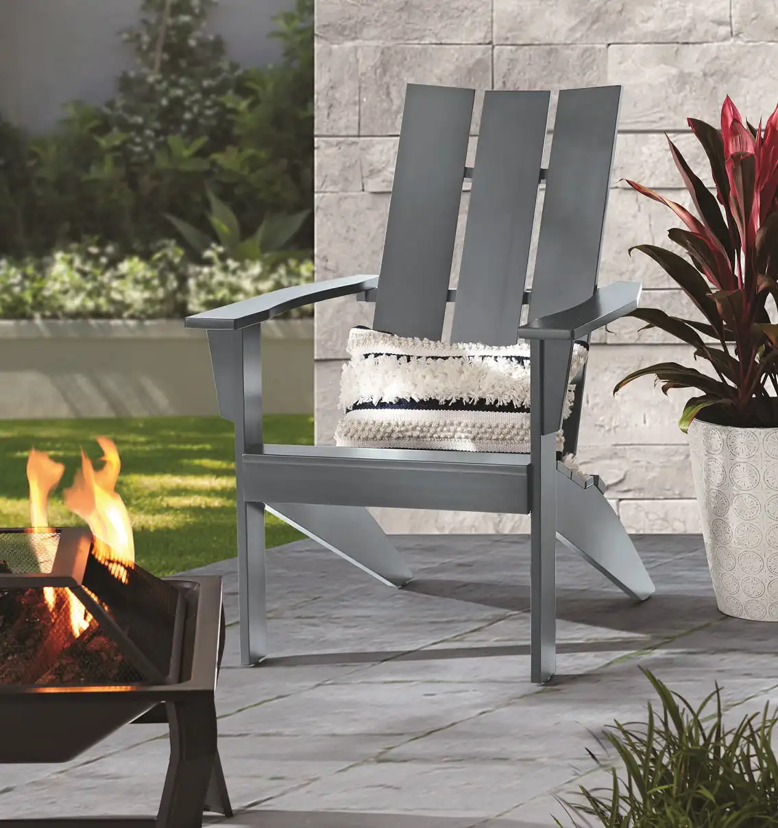 

Mainstays Wood Outdoor Modern Adirondack Chair, Grey Color