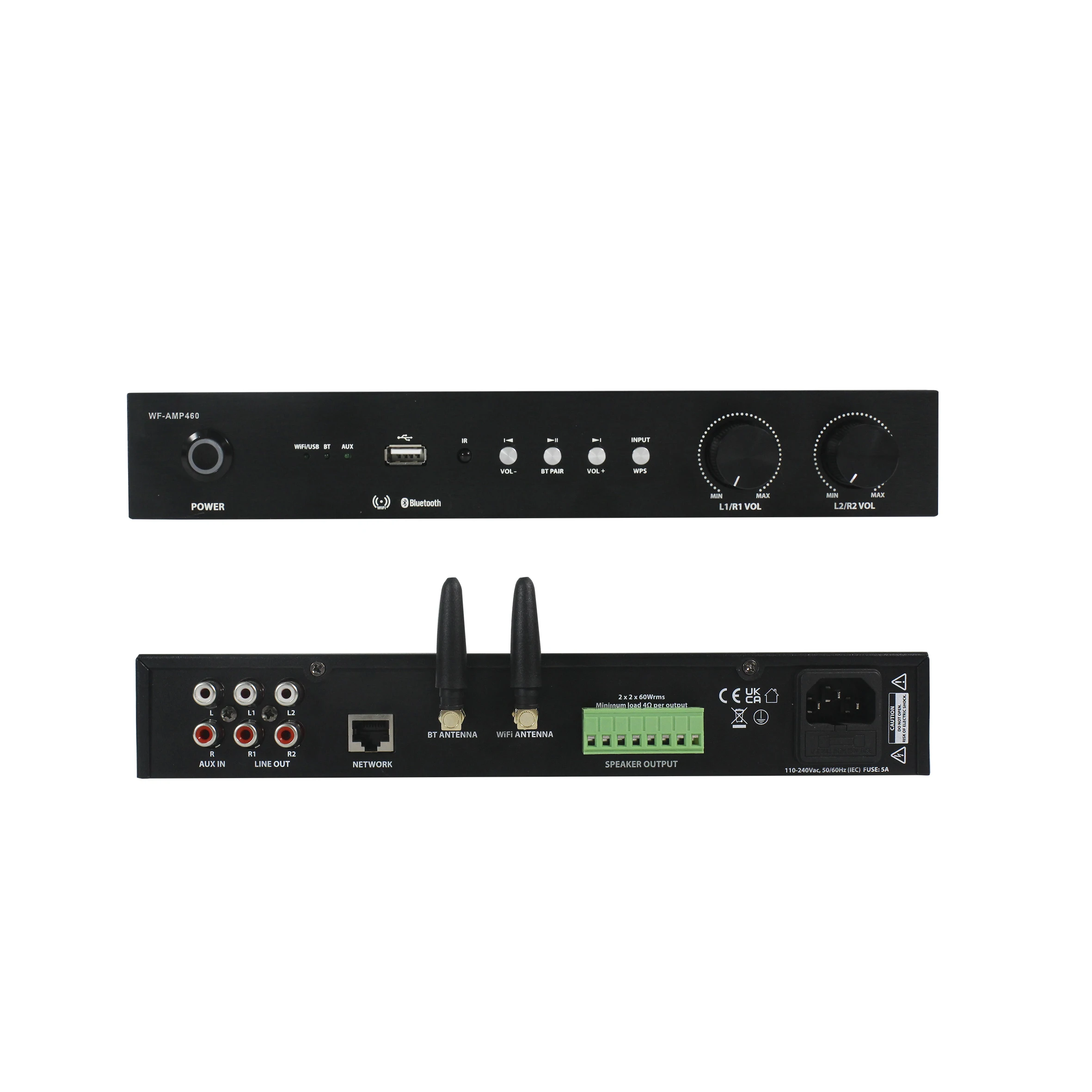 Фото Беспроводной усилитель потокового звука V с поддержкой AirPlay, DLNA и входами USB/AUX, в форм-факторе 1U для монтажа в стойку №5
