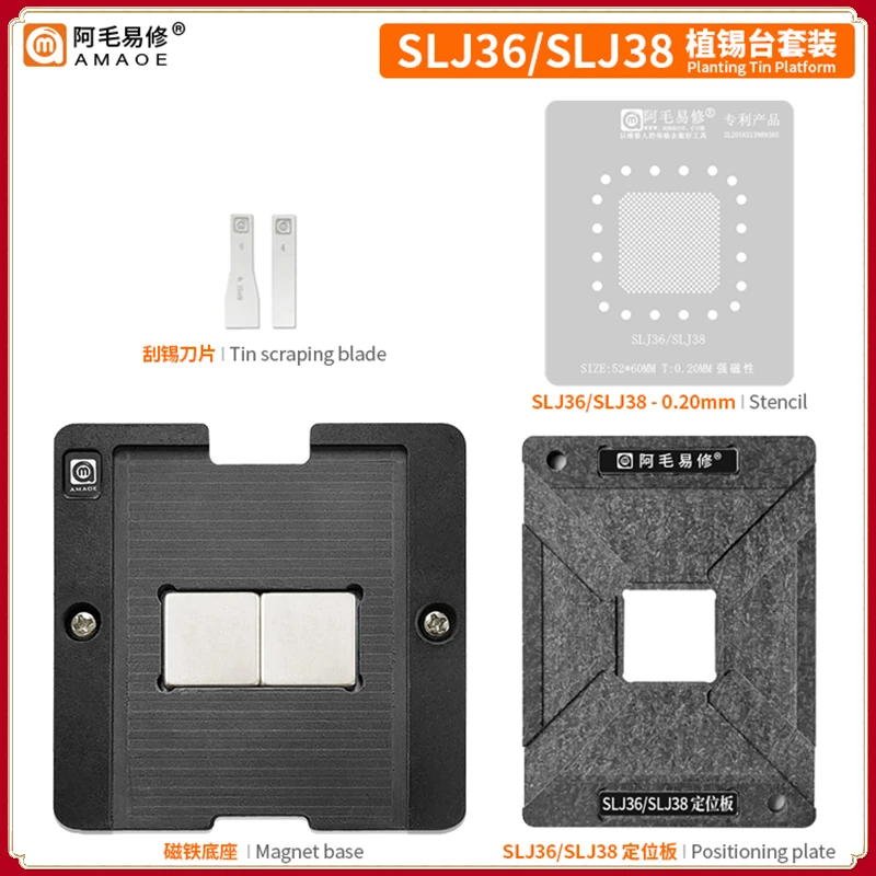 

Amaoe BGA Reablling Fixture For Laptop SLJ36 SLJ38 CPU IC Chip BGA Planting Tin Template With Stencil