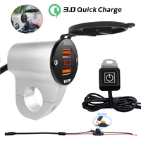 2022 brand new waterproof aluminum alloy dual usb charger socket power outlet with voltmeter led light for qc3 0 car motorcycle