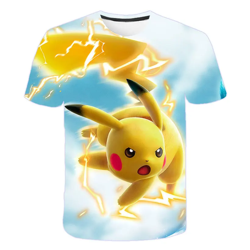 Pikachu T shirt Casual Fashion Children's Summer T-shirt Pokemon T shirt Cartoon 3D Print Pokemon Clothing Girl Boys Unisex images - 6