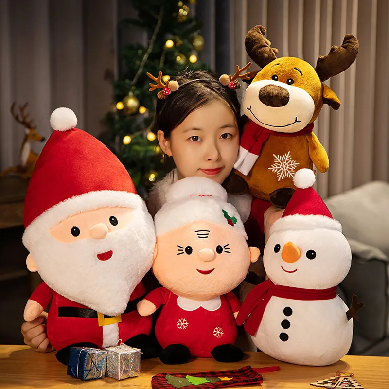 

23 см милый Санта-Клаус, Лось и снеговик, плюшевые игрушки, кукла-животное, рождественские подарки для детей, девочки, украшение для дома