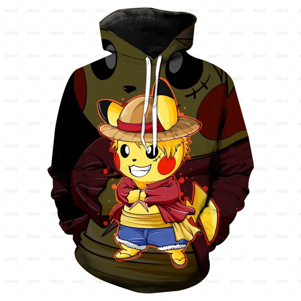 New Boy's Hoodie 3D Printing Long-Sleeved Autumn Pokemon Print Personality Lovely Pika Pattern Hooded Top New Style Hot Sale
