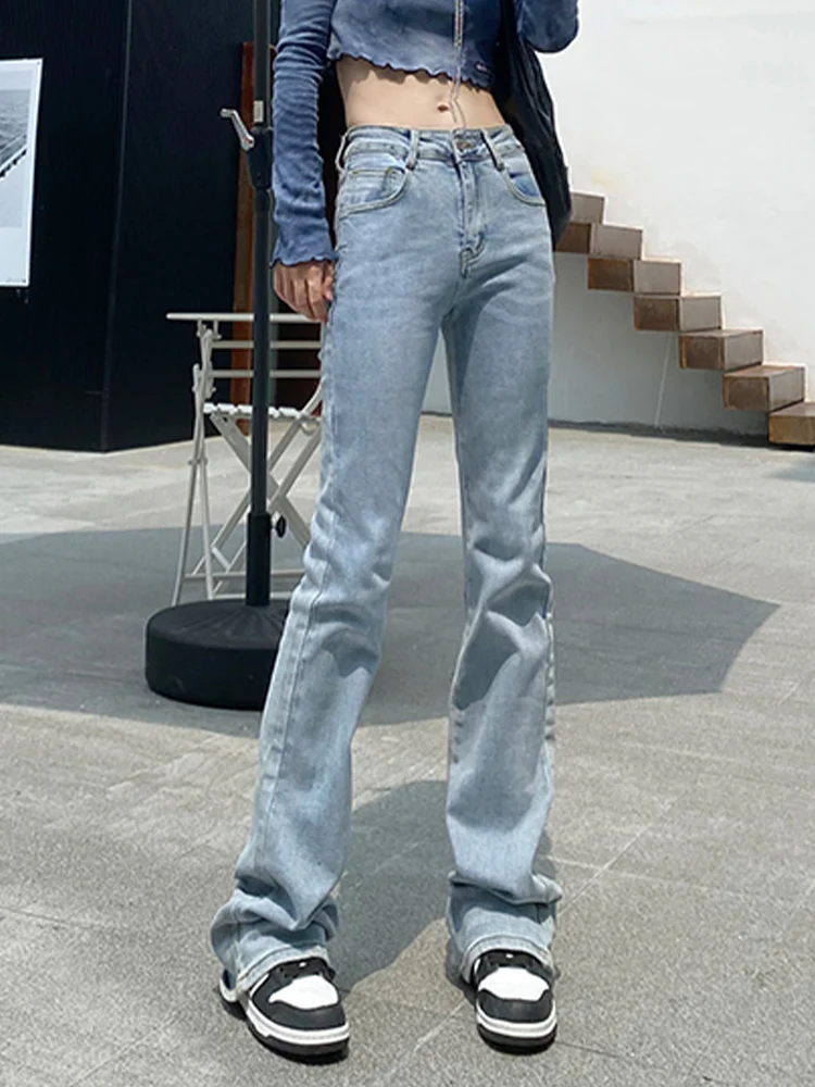 

Casual jeans 2022 spring and autumn new high waist slim fit slim trousers elastic flared jeans fashion women's clothing