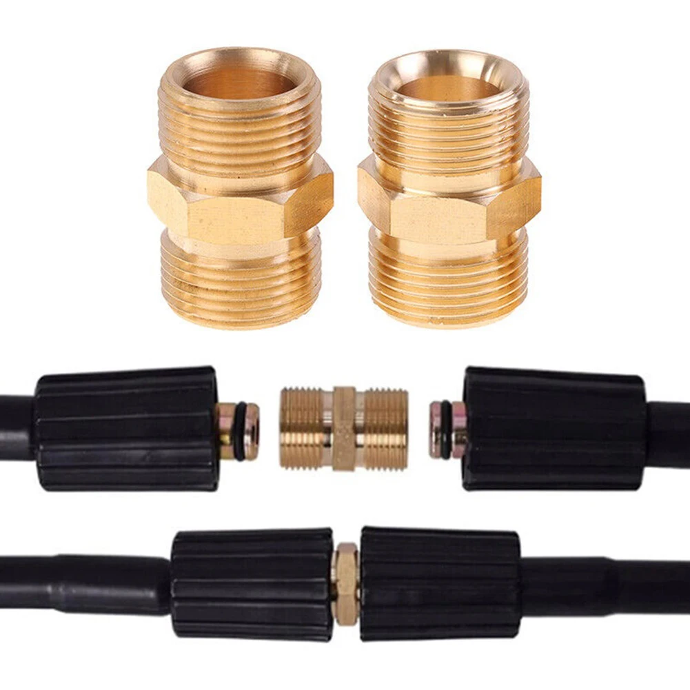 

High Pressure Washer Hose Extension Connector M22 14mm To 15mm Male Thread Female Hose Extension Connector Adapter Brass