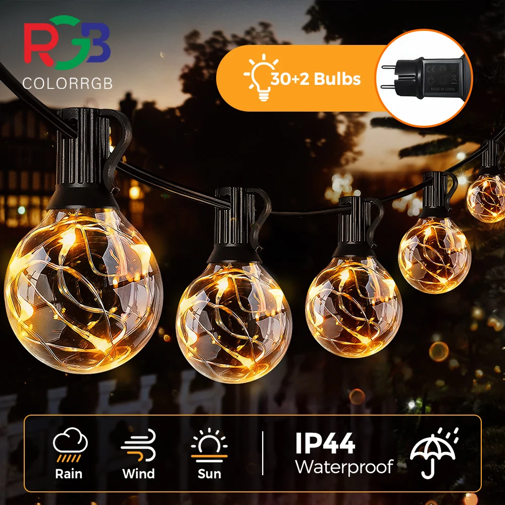 

Outdoor String Lights G40 Led Patio Lights-11.7m 32pcs 4.5v Bulbs,Hanging Light for Backyard Balcony Cafe Party Home