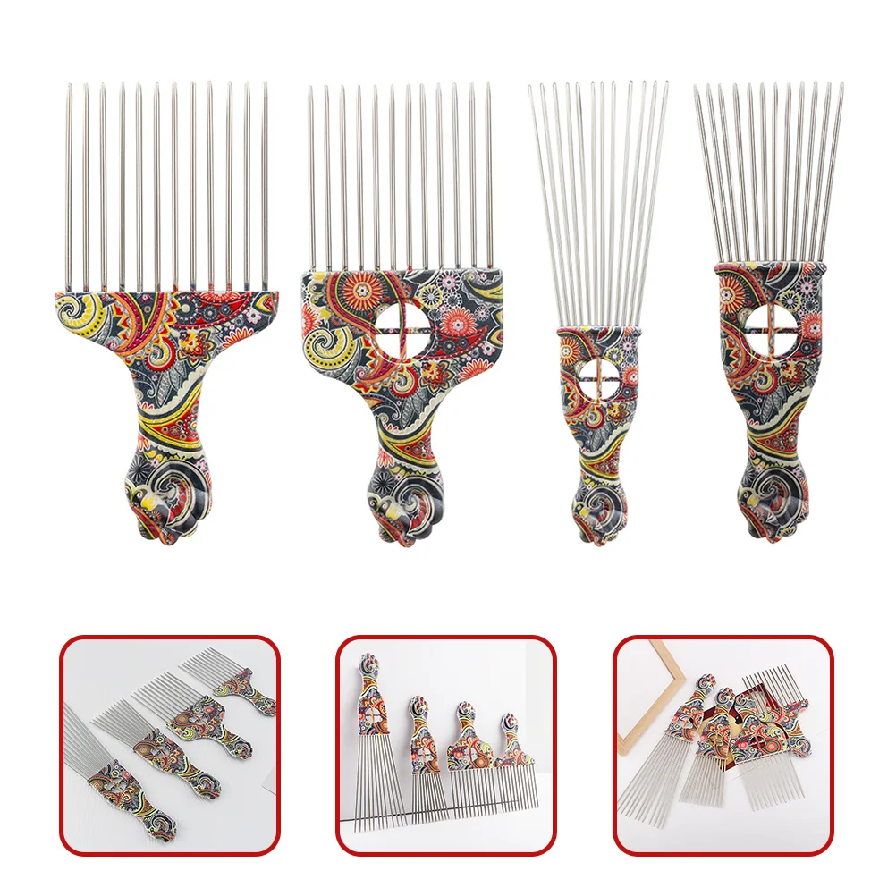 4pcs Hair Groomning Kit Detangler Hair Comb Pintail Comb Hair Brush Fist Hair Pick Hair Parting Combs