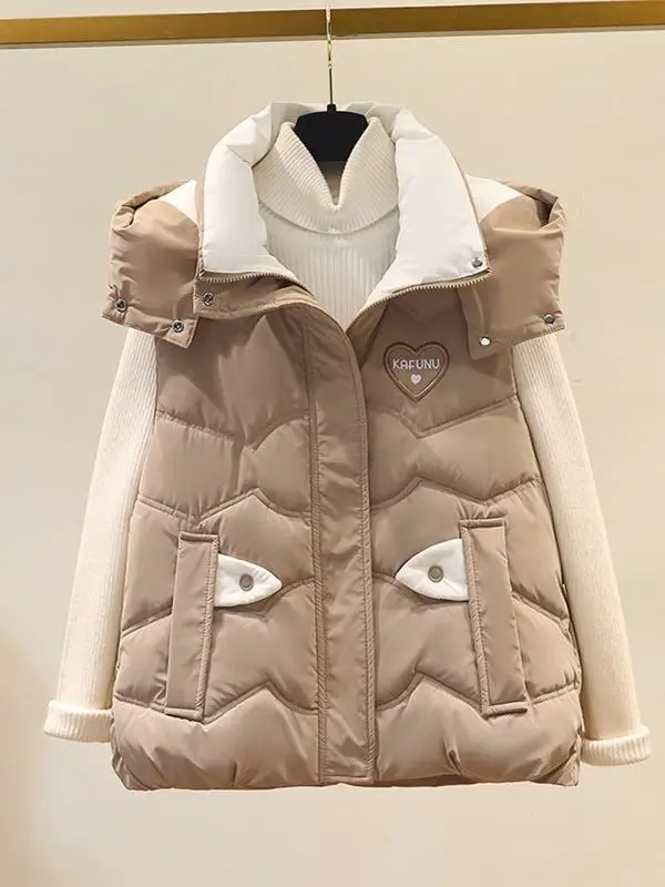 2024 Новый пуховый хлопковый жилет для женщин свободный корейский на осень и зиму с