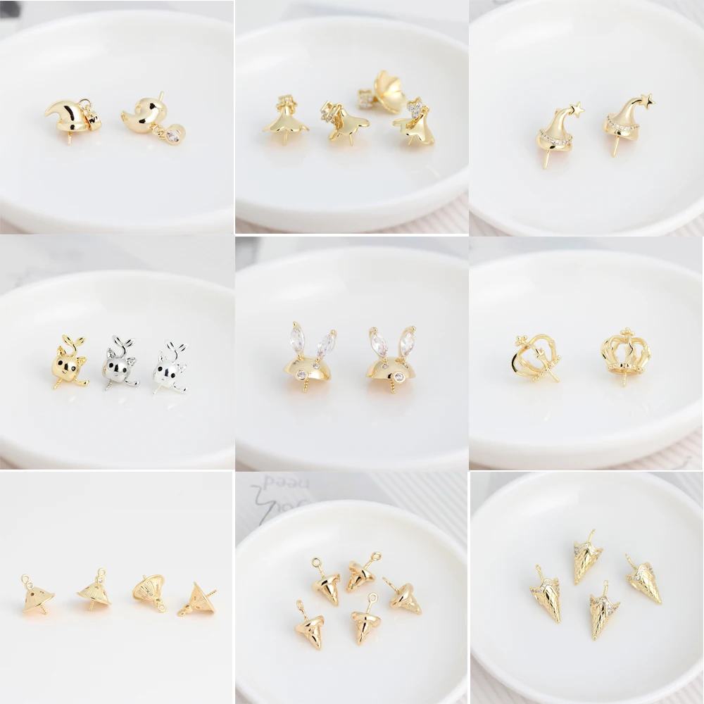 Латунные подвески с цирконом бусины полуотверстиями 18 К цвета шампанского