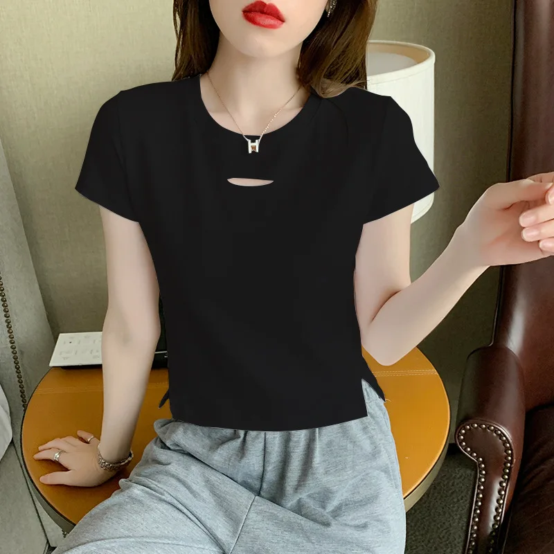 

Women T-shirt 2021 Autumn camisa feminina Cotton Female T Shirts GRAY22