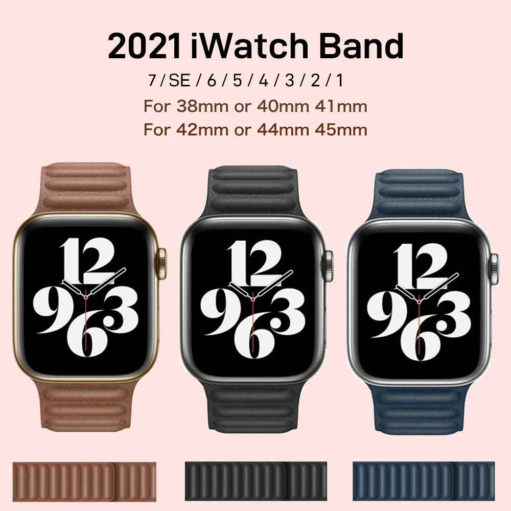 Ремешок кожаный для apple watch band 42 мм 40 41 45 44 38 оригинальный магнитный браслет iwatch series