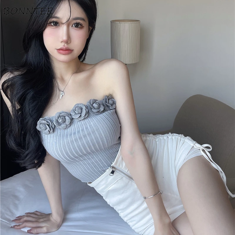 

Camis Women Solid Crop Tops Sweet Sexy Elegant Chic Leisure Trendy Korean Style Ulzzang All-match Breathable Summer New Hot Sale