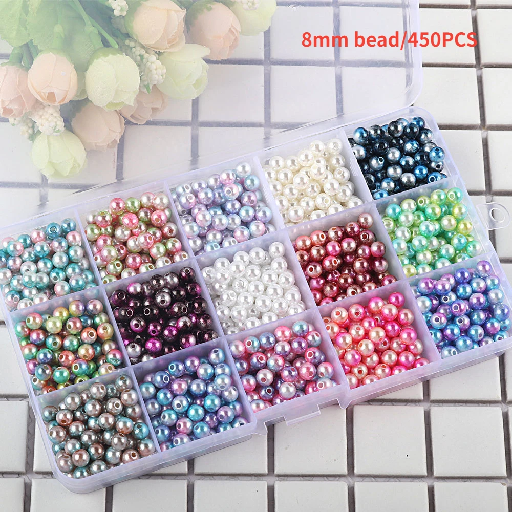 

6/8/10mm round perforated ABS imitation pearl plastic beads loose beads diy necklace beads