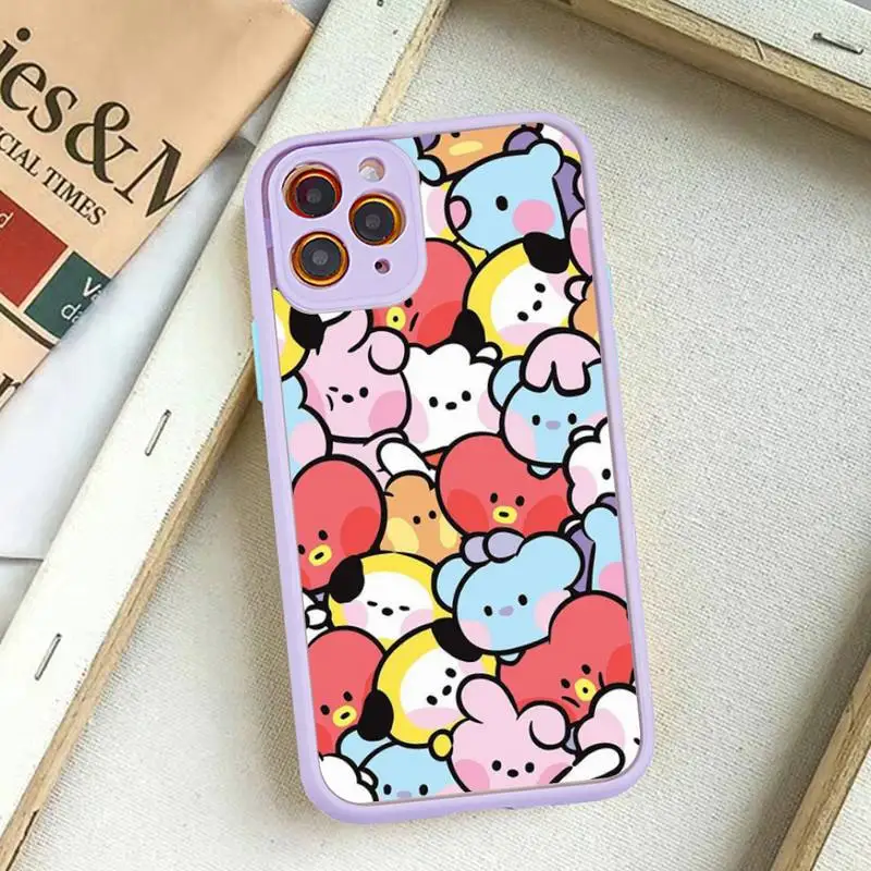 B-BT21S Phone Case for iPhone 14 11 12 13 Mini Pro Max 8 7 Plus X XR XS MAX Translucent Matte Cover
