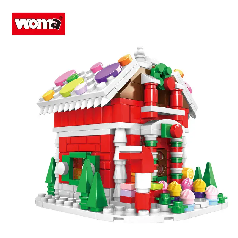 

WOMA City Christmas Pen Rack Series House Building Blocks Friends Castle Train Santa Claus Tree Bricks Toys For Kids Gifts