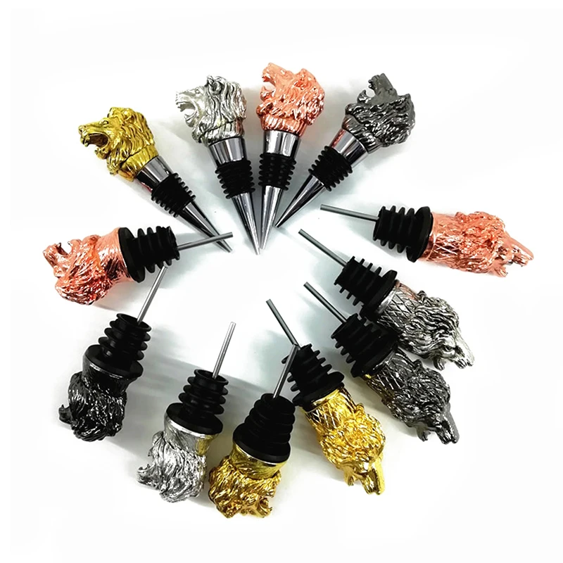 

Lion Head Wine Stopper Creative Zinc Alloy Bottle Cork Preservation Stopper Lion Head Wine Pourer Wine Party Gift