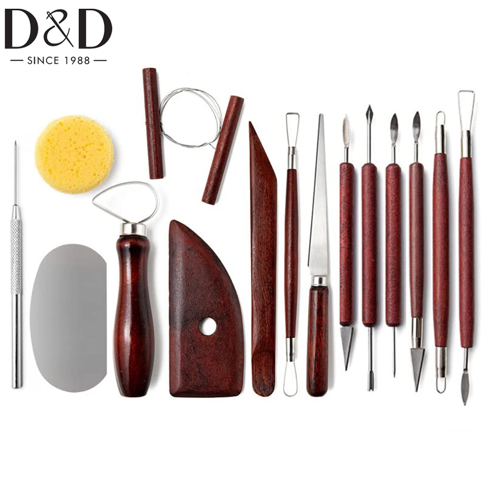 

15Pcs Pottery Clay Sculpting Tools Polymer Clay Tools Wood Carving Tools Pottery Clay Modelling Tools Double-Ended for Sculpture