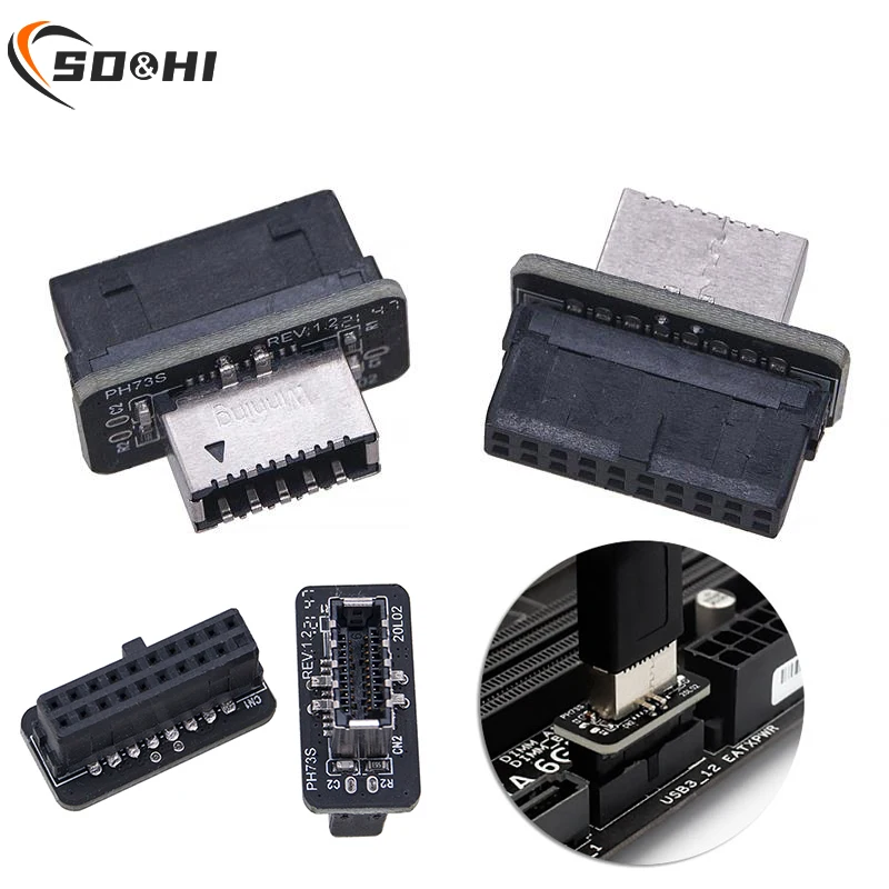 

Type-E Female to USB 3.0 19 PIN Male Adapter Internal Vertical Header Splitter for Type C Motherboard USB Front Panel Adapter