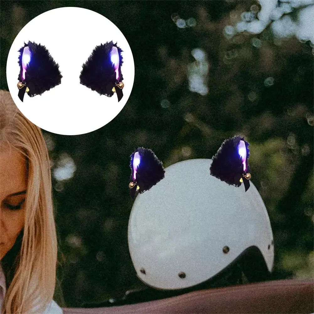 1 пара светодиодных бархатных кошачьих ушей мотоциклетный шлем украшенный котом