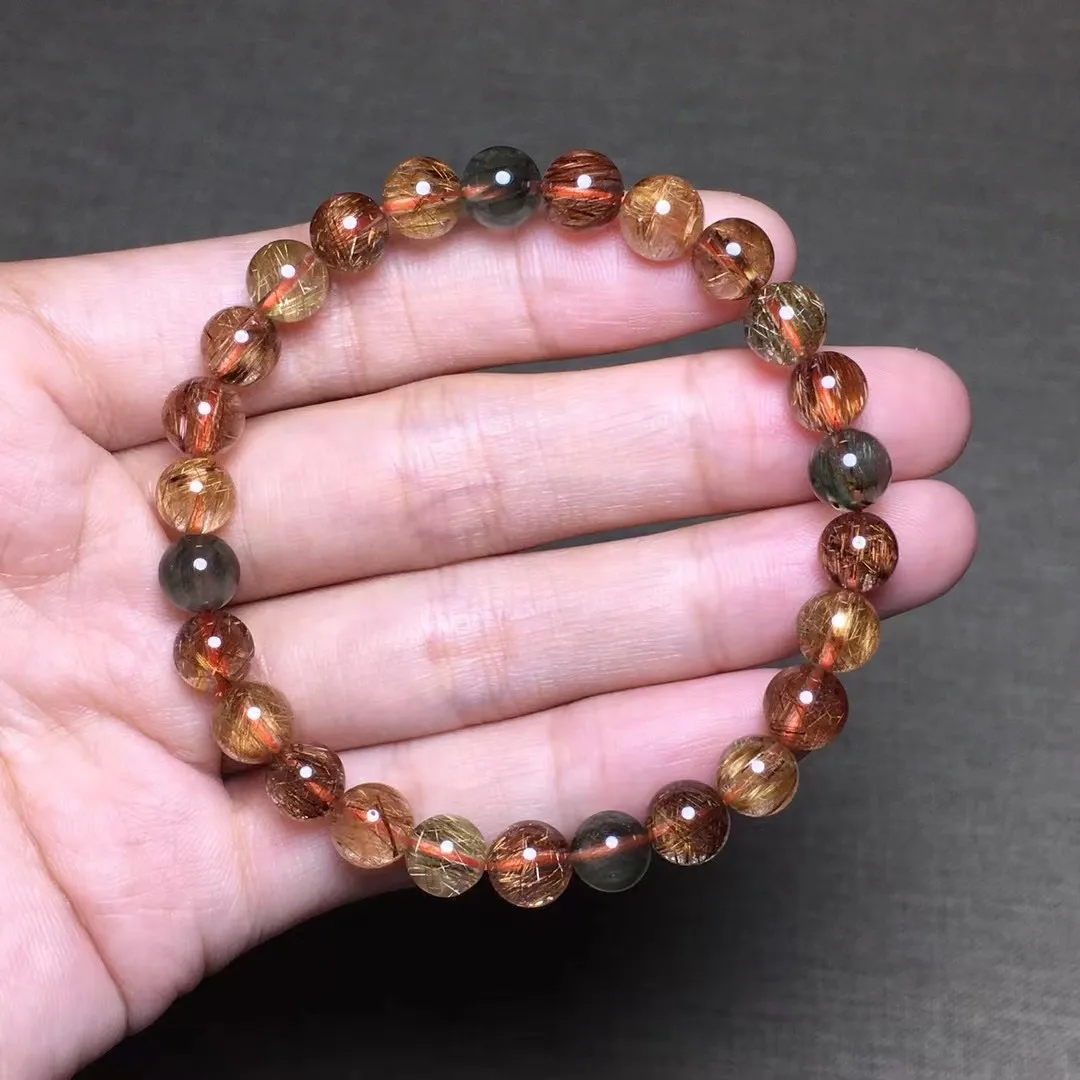 

Браслет Кварцевый рутилированный из натуральной меди, 7 мм