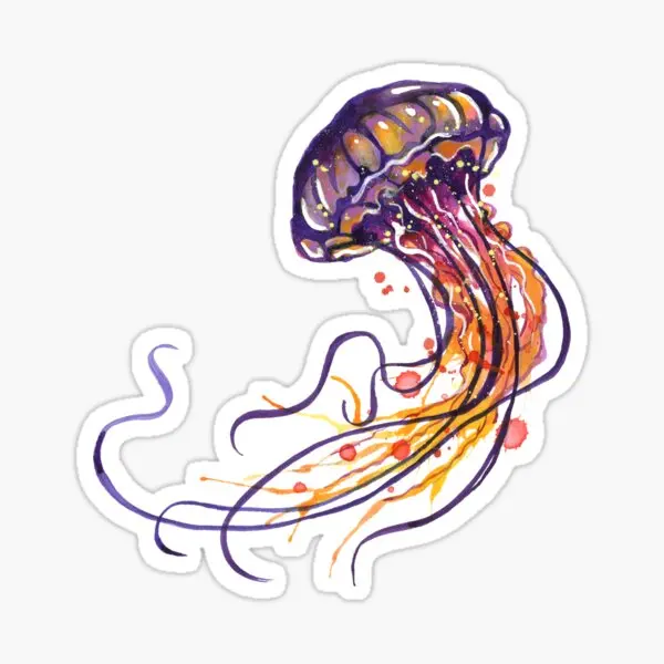 

Jellyfish Watercolor 5PCS Stickers for Stickers Wall Cute Background Art Bumper Window Print Water Bottles Kid Decorations Home