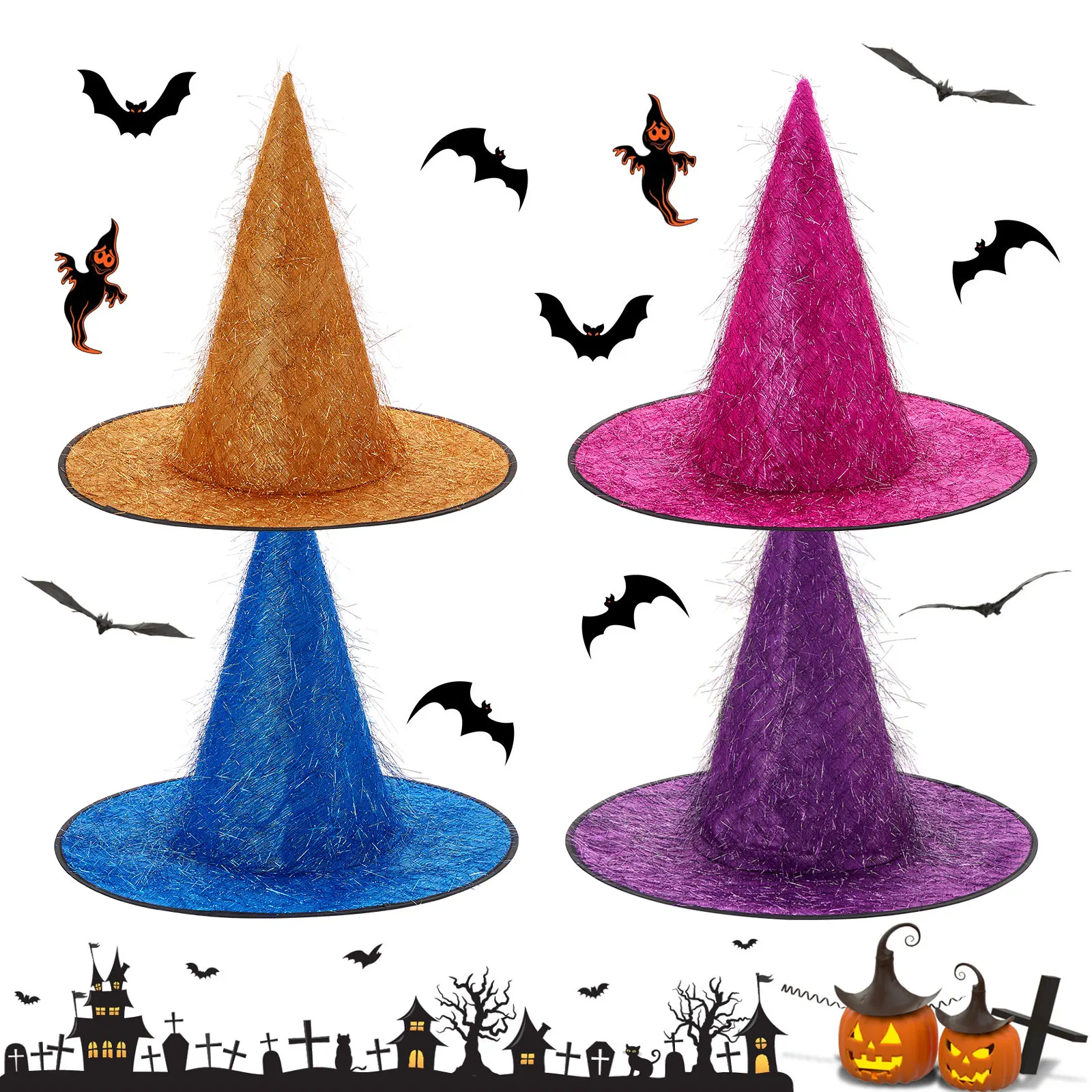 

Listenwind Halloween Witch Hats Funny Bright Silk Party Hat for Adult Role-Playing Masquerade Cosplay Costume Props Accessory