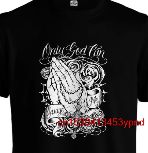 

Only God Can Judge Me 2pac Tupac Tattoo LA Ink West Coast Cross Rosary T shirt Hip Hop tee man's t-shirt