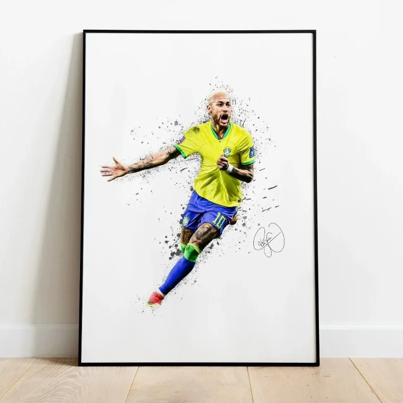 Современный абстрактный акварельный постер Lionel Messi Mbappé и Neymar Картина на холсте