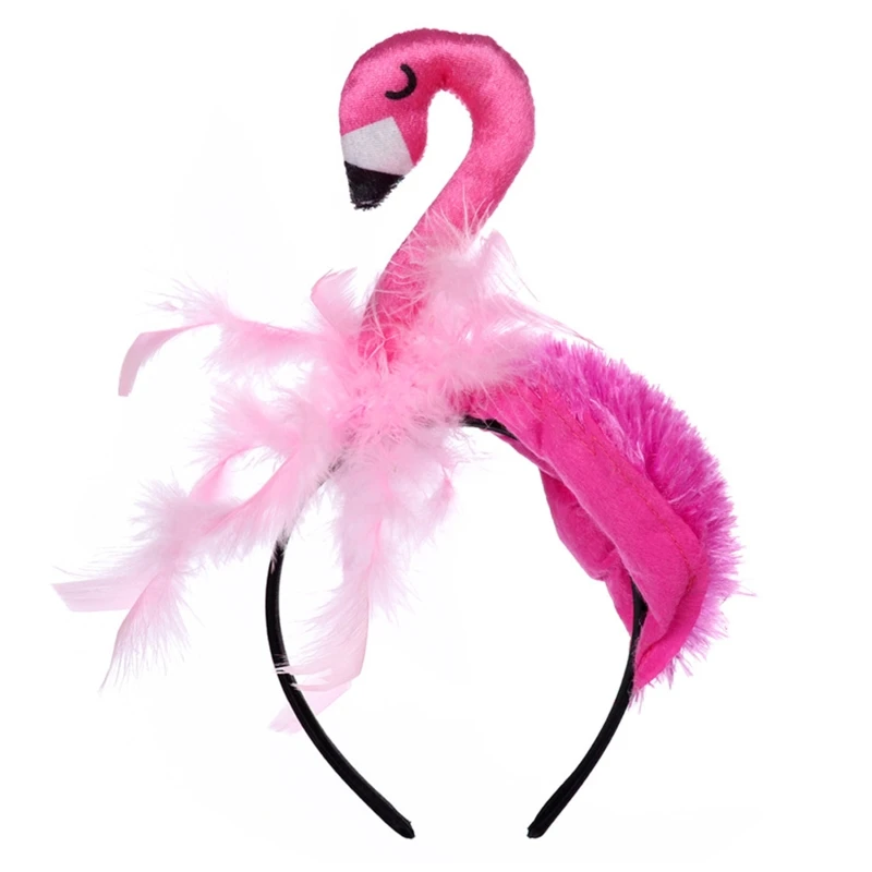 

449B Creative Headband Cartoon Stuffed Flamingo Shaped Hairhoop for Adult Kids