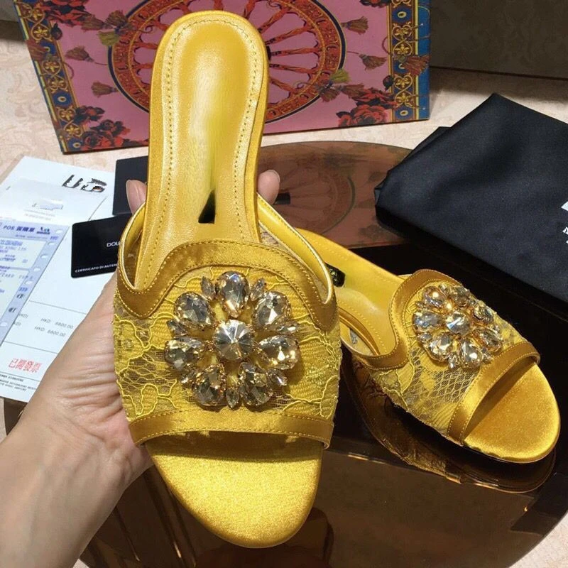 Women's Slippers 2023 Summer New Round Head Lace Low Heel Mesh Breathable Fashion Crystal Rhinestone Flat Heel Open Toe Slippers