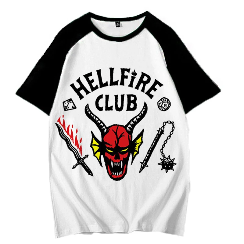 2022 Summer Newest Stranger Things Season 4 Hellfire Club Shirt Cosplay Costume Coat T-shirt Uniform Short Sleeve T Shirt