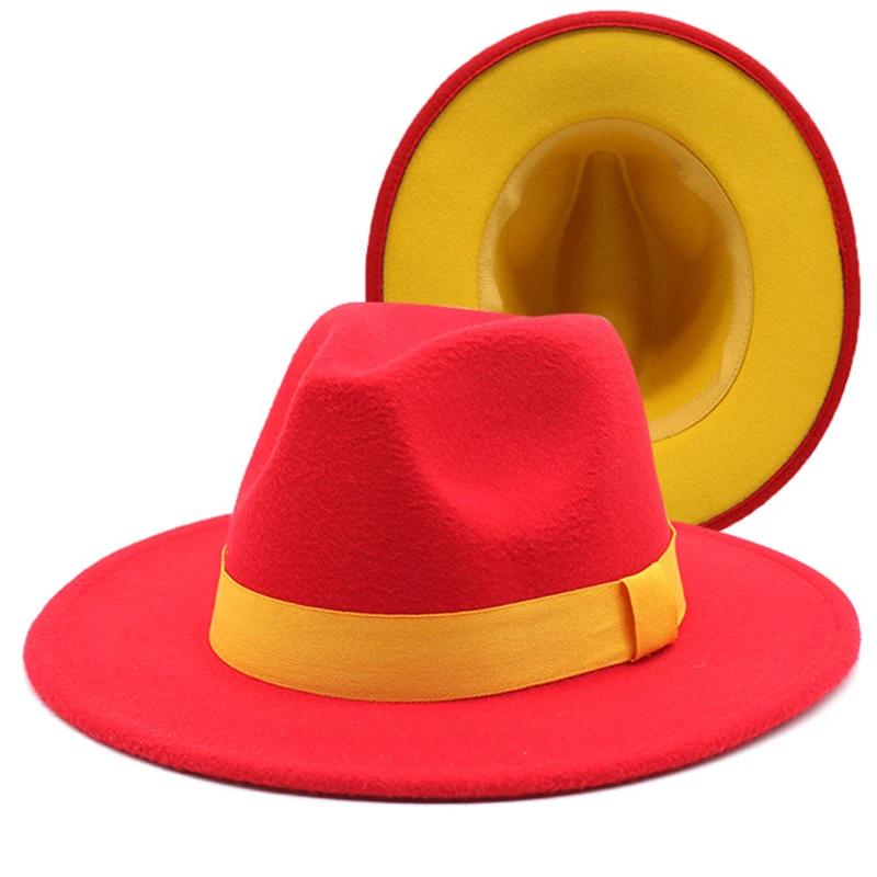 Wide Brim Fedora Hat Men Winter Black 