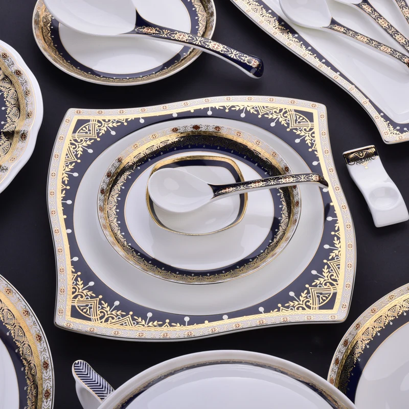 

European Bone China European tableware Bowl Spoon Set Chinese household tableware Jingdezhen porcelain set